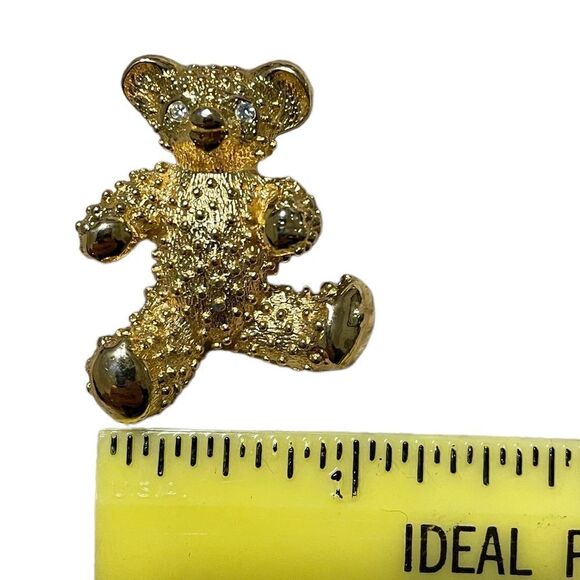 Vintage Goldtone 3D Teddy Bear Pin - Picture 5 of 7